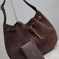 Coffee Suede Hobo Shoulder Bag – Premium Soft Leather Style Handbag