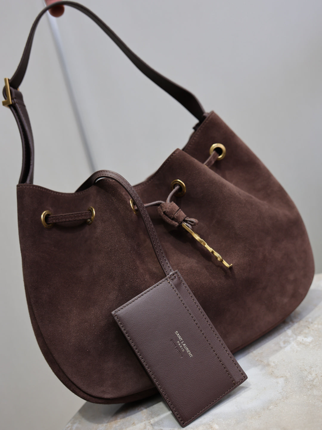 Coffee Suede Hobo Shoulder Bag – Premium Soft Leather Style Handbag