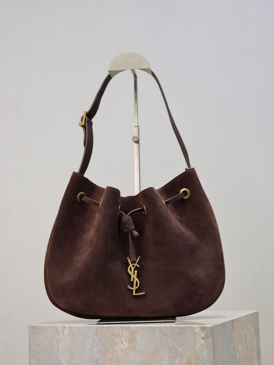 Coffee Suede Hobo Shoulder Bag – Premium Soft Leather Style Handbag