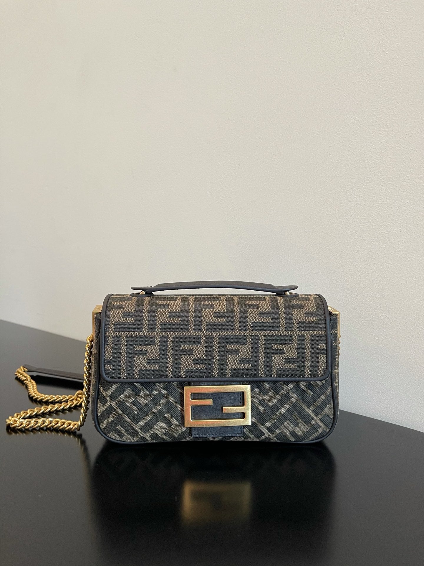 Monogram Chain Shoulder Bag – Premium Medium Baguette Style Bag