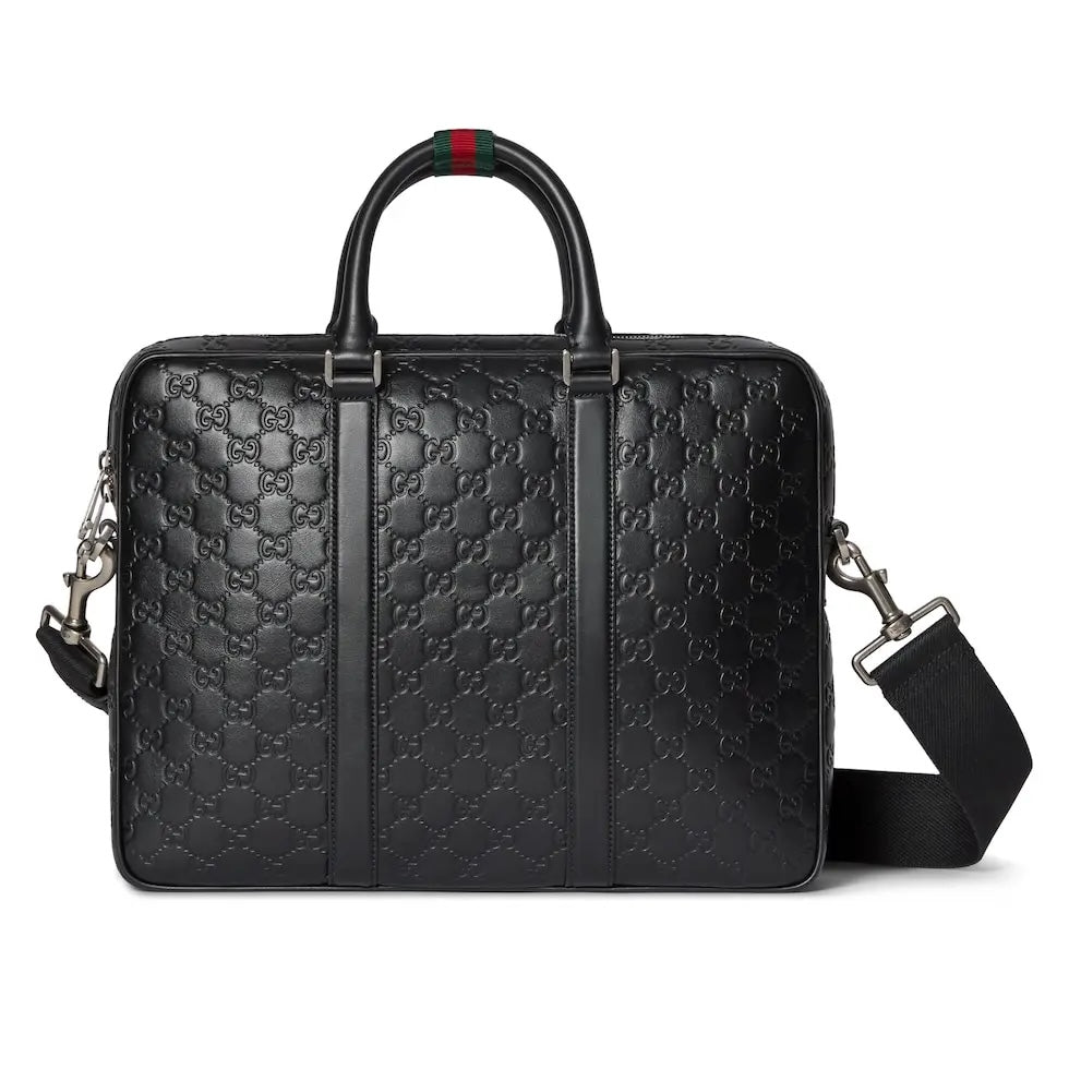 Embossed Leather Laptop Briefcase – Premium Structured Work Bag