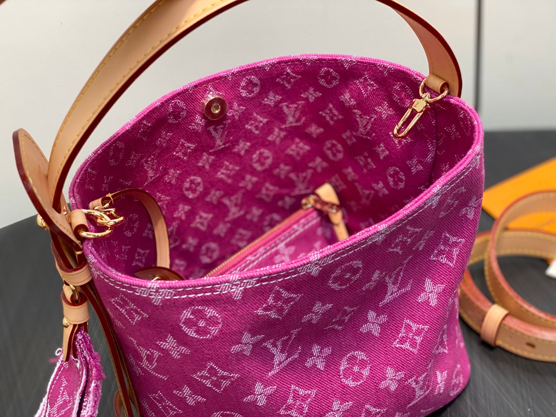 Rose Purple Denim Bucket Bag – Premium All-In Mini Handbag